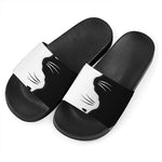 Black And White Cat Yin Yang Print Black Slide Sandals