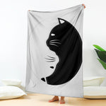 Black And White Cat Yin Yang Print Blanket