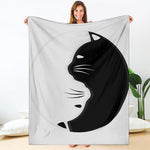 Black And White Cat Yin Yang Print Blanket