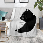 Black And White Cat Yin Yang Print Blanket