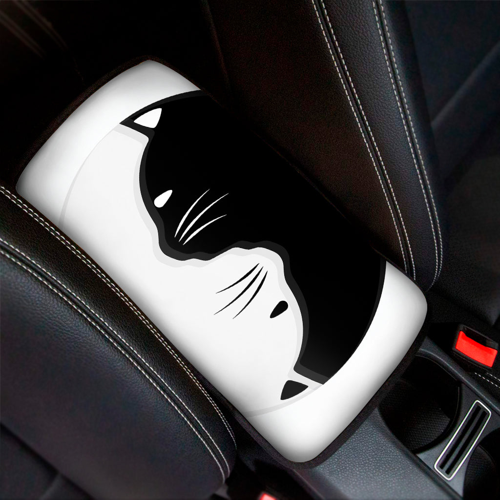 Black And White Cat Yin Yang Print Car Center Console Cover