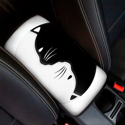Black And White Cat Yin Yang Print Car Center Console Cover