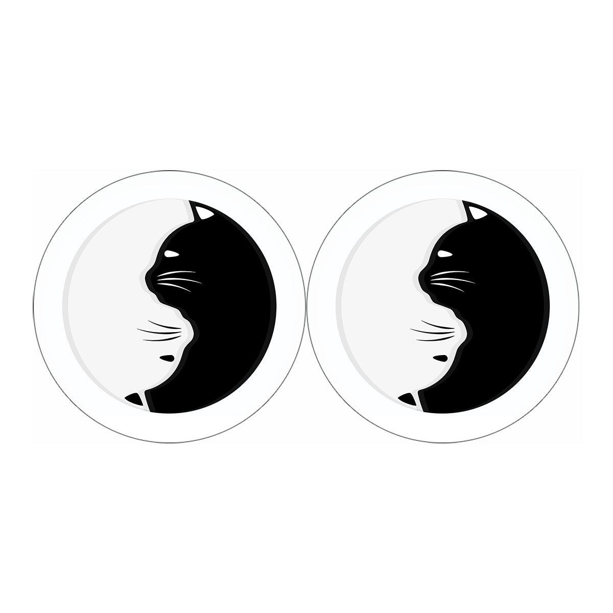 Black And White Cat Yin Yang Print Car Coasters