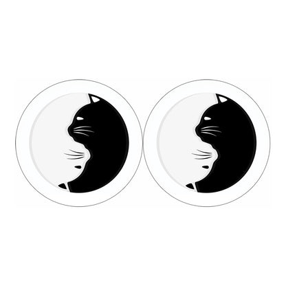 Black And White Cat Yin Yang Print Car Coasters