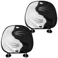 Black And White Cat Yin Yang Print Car Headrest Covers