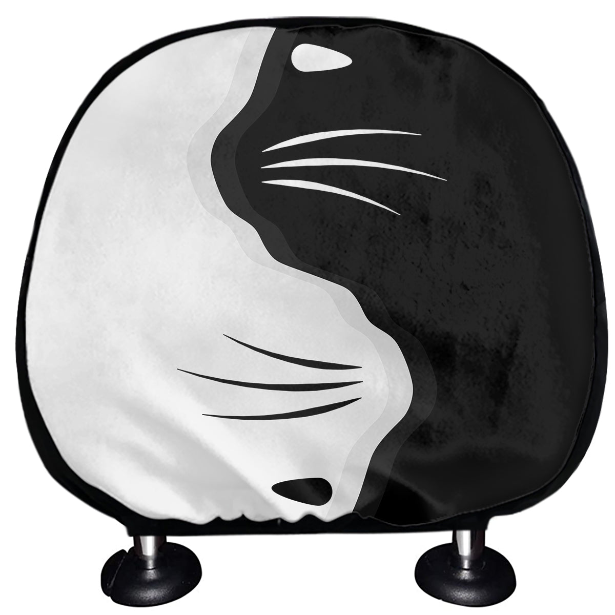 Black And White Cat Yin Yang Print Car Headrest Covers