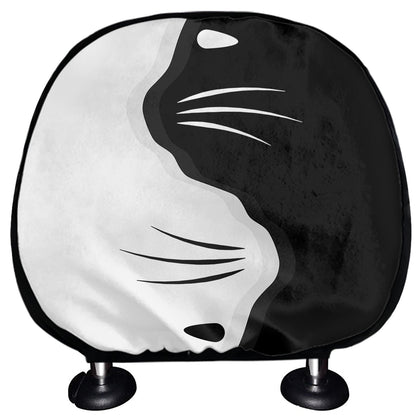 Black And White Cat Yin Yang Print Car Headrest Covers