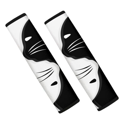 Black And White Cat Yin Yang Print Car Seat Belt Covers