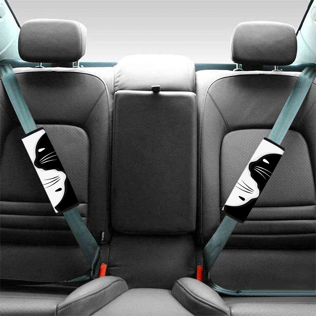 Black And White Cat Yin Yang Print Car Seat Belt Covers