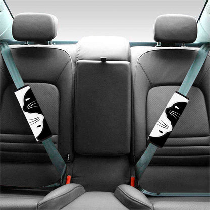 Black And White Cat Yin Yang Print Car Seat Belt Covers