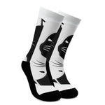 Black And White Cat Yin Yang Print Crew Socks