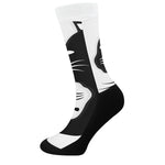 Black And White Cat Yin Yang Print Crew Socks