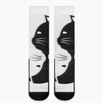 Black And White Cat Yin Yang Print Crew Socks