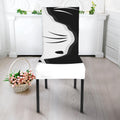 Black And White Cat Yin Yang Print Dining Chair Slipcover