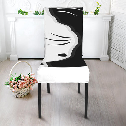 Black And White Cat Yin Yang Print Dining Chair Slipcover