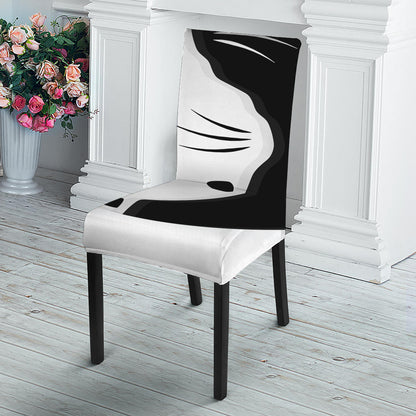 Black And White Cat Yin Yang Print Dining Chair Slipcover