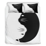 Black And White Cat Yin Yang Print Duvet Cover Bedding Set