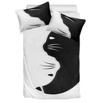 Black And White Cat Yin Yang Print Duvet Cover Bedding Set