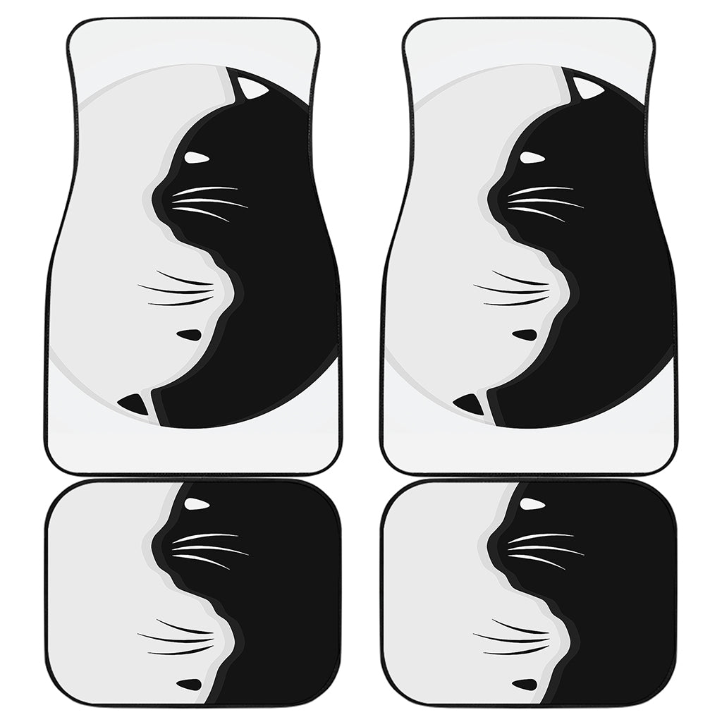 Black And White Cat Yin Yang Print Front and Back Car Floor Mats
