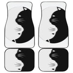 Black And White Cat Yin Yang Print Front and Back Car Floor Mats