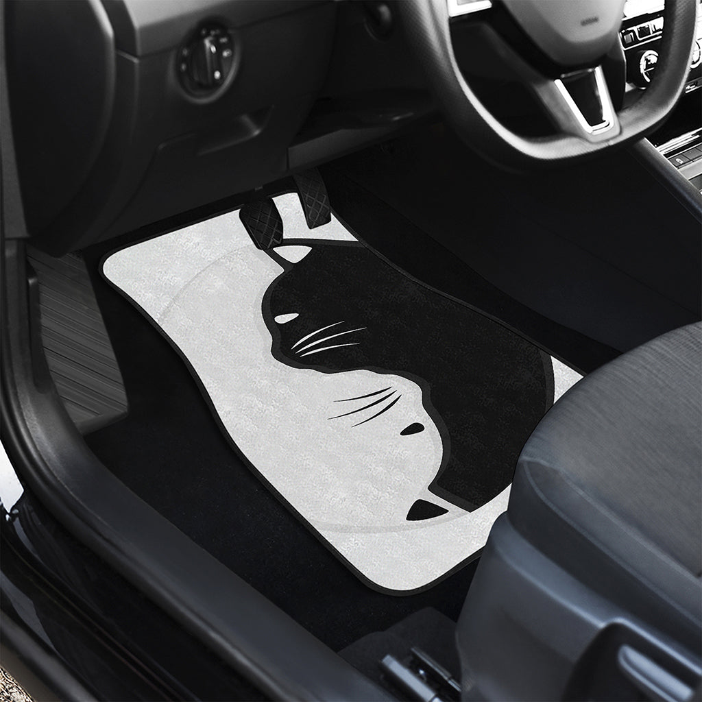 Black And White Cat Yin Yang Print Front and Back Car Floor Mats