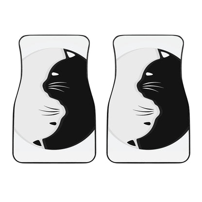 Black And White Cat Yin Yang Print Front Car Floor Mats