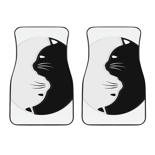 Black And White Cat Yin Yang Print Front Car Floor Mats