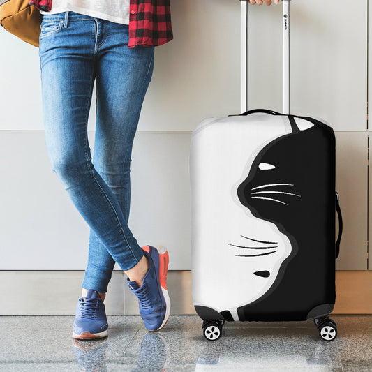 Black And White Cat Yin Yang Print Luggage Cover