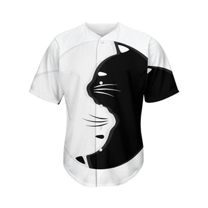 Black And White Cat Yin Yang Print Men's Baseball Jersey