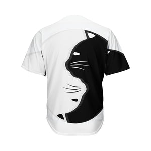 Black And White Cat Yin Yang Print Men's Baseball Jersey