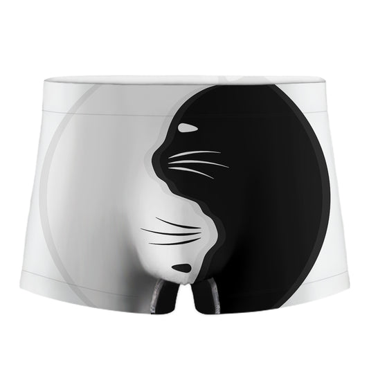 Black And White Cat Yin Yang Print Men's Boxer Briefs