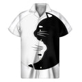 Black And White Cat Yin Yang Print Men's Short Sleeve Shirt