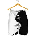 Black And White Cat Yin Yang Print Men's Shorts