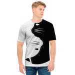 Black And White Cat Yin Yang Print Men's T-Shirt