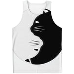 Black And White Cat Yin Yang Print Men's Tank Top