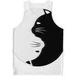 Black And White Cat Yin Yang Print Men's Tank Top