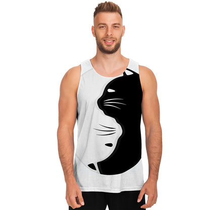 Black And White Cat Yin Yang Print Men's Tank Top