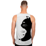 Black And White Cat Yin Yang Print Men's Tank Top