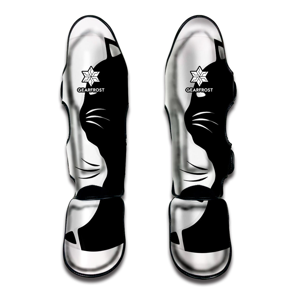 Black And White Cat Yin Yang Print Muay Thai Shin Guard