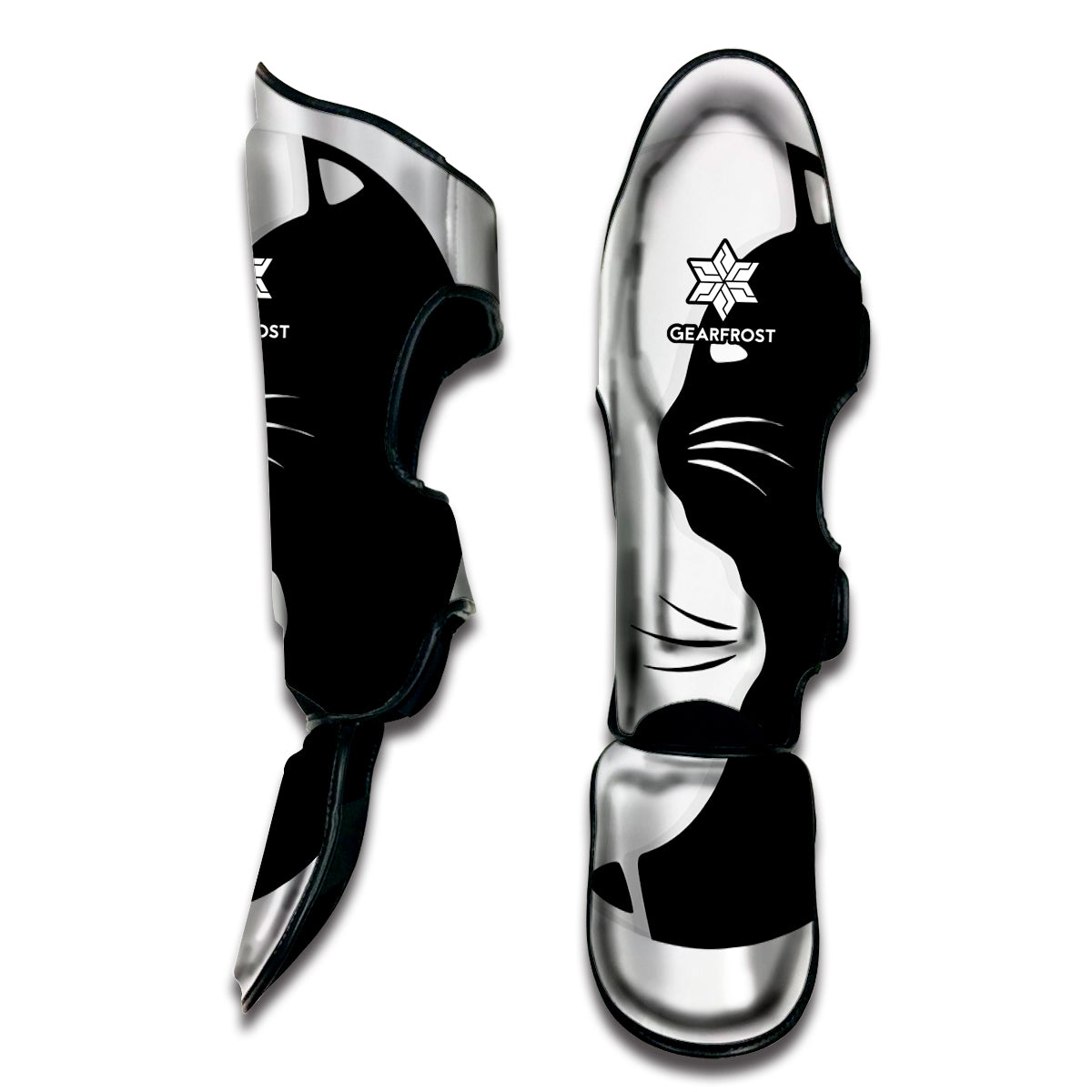 Black And White Cat Yin Yang Print Muay Thai Shin Guard