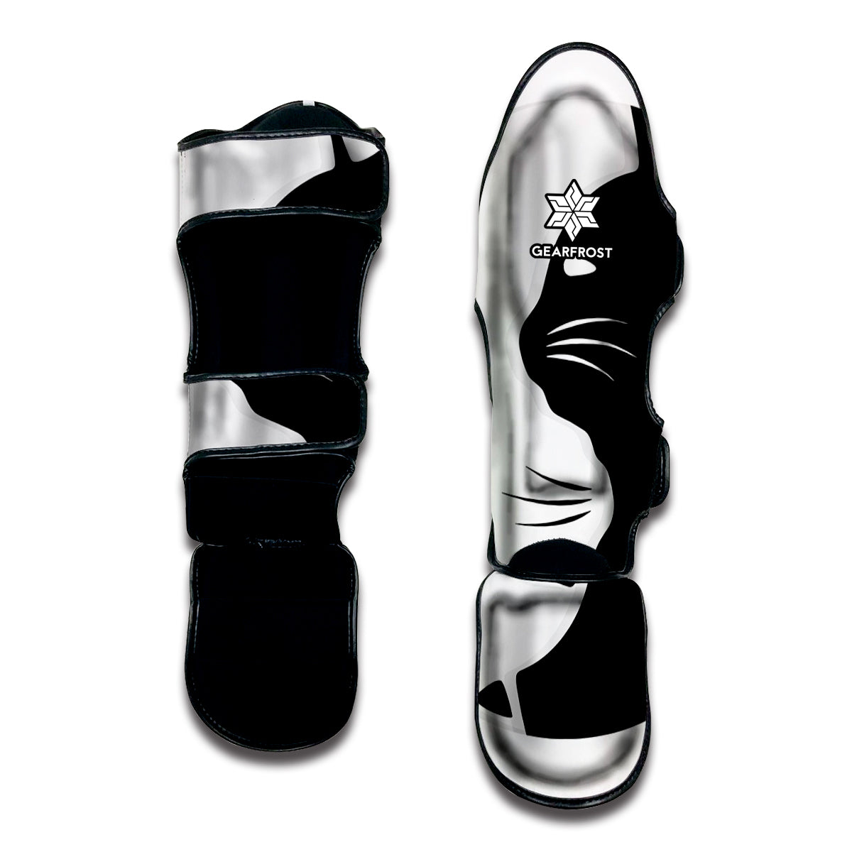 Black And White Cat Yin Yang Print Muay Thai Shin Guard