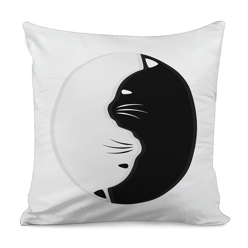 Black And White Cat Yin Yang Print Pillow Cover