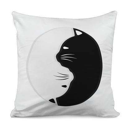 Black And White Cat Yin Yang Print Pillow Cover