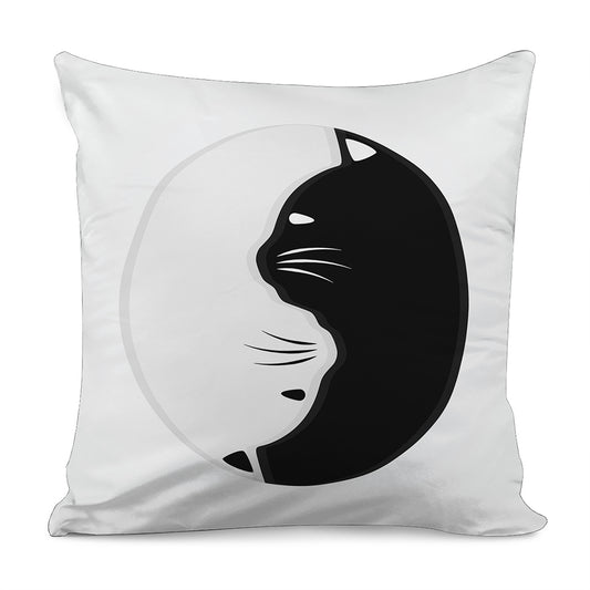 Black And White Cat Yin Yang Print Pillow Cover