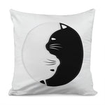 Black And White Cat Yin Yang Print Pillow Cover