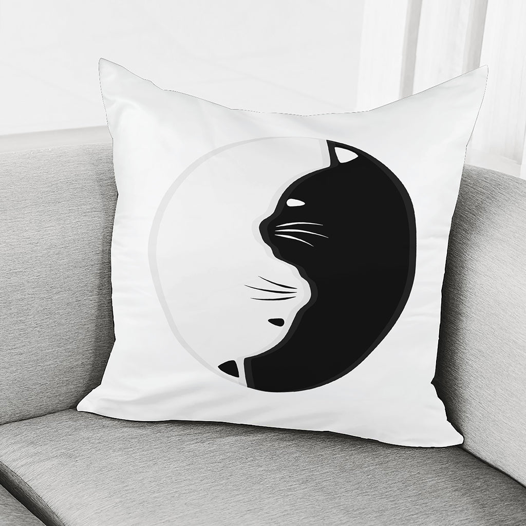 Black And White Cat Yin Yang Print Pillow Cover
