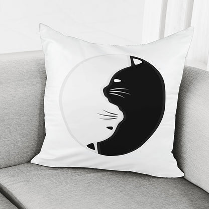 Black And White Cat Yin Yang Print Pillow Cover