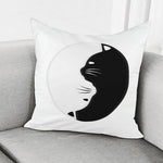 Black And White Cat Yin Yang Print Pillow Cover