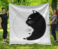 Black And White Cat Yin Yang Print Quilt