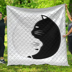 Black And White Cat Yin Yang Print Quilt